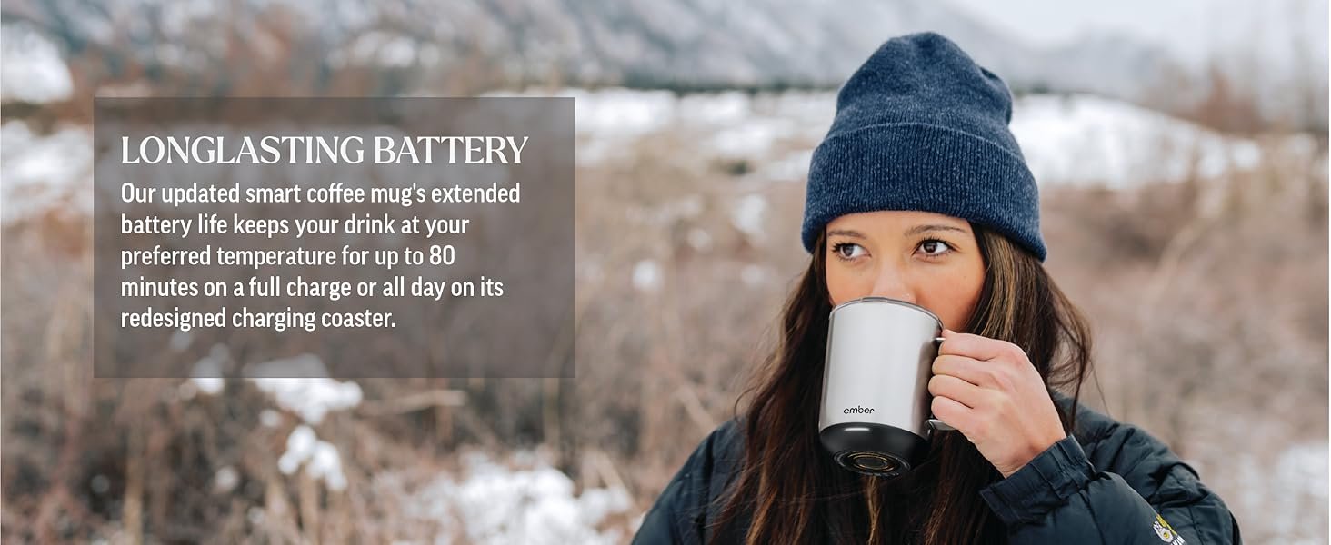 Ember Temperature Control Smart Mug 2. 14 Oz. App-Controlled Heated Coffee Mug with 80 Min Battery Life and Improved Design. Black